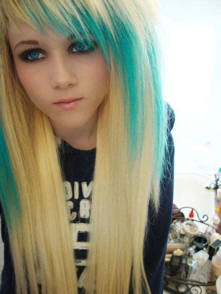 we heart hair i love this blonde hair with blue hair beauty hair styles emo hair hair