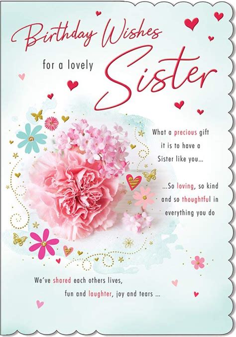 Birthday Wishes For A Lovely Sister Greeting Card With Verse 9 X 6 25
