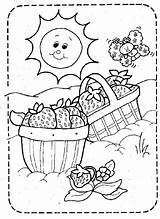 Coloring Picnic Strawberry Pages Color Printable Kids Fruit Shortcake Food Fruits Worksheets Blanket Garden Books Basket Popular Colouring Sheet Vintage sketch template