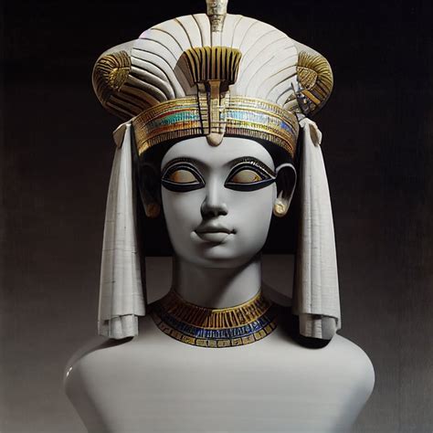 prompthunt egyptian headdress crown cleopatra white stone statue