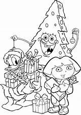 Coloring Christmas Pages Nickelodeon Spongebob Getcolorings Getdrawings Cartoon sketch template