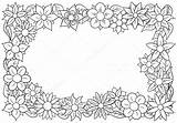 Border Coloring Flower Flowers Frame Vector Illustration Stock Clipart Clip sketch template