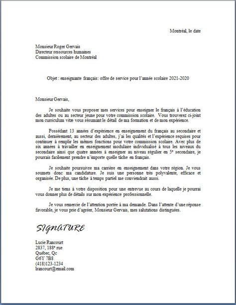 cv exemple etudiant secondaire lettre