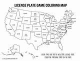 License Plate Coloring Map State Games Trip Road Awhile Heading Kids sketch template