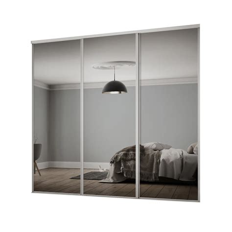 classic mirrored sliding wardrobe door kit  mm wmm pack   departments diy