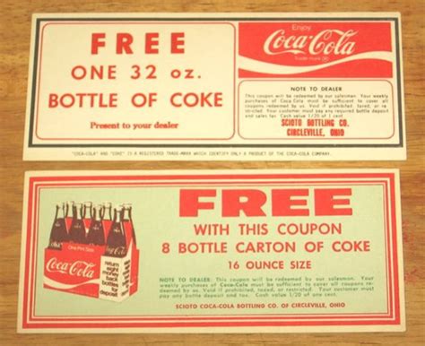 coca cola  sample coupons vintage everyday