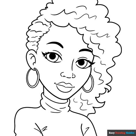 black girl coloring page easy drawing guides