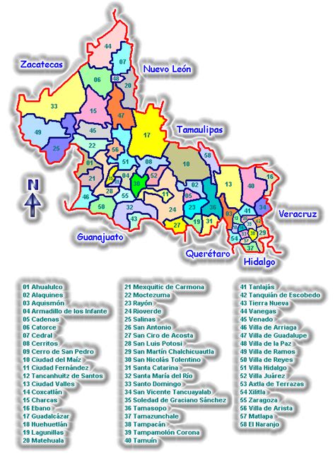 mapa de san luis potosi  division politica  nombres imagui