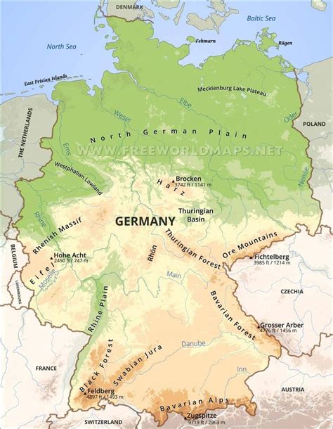 germany topographic map germany satellite map western europe europe