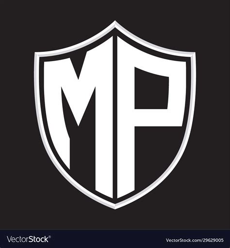 mp logo monogram  shield shape isolated vector image