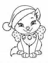 Colouring Kitty Santa sketch template