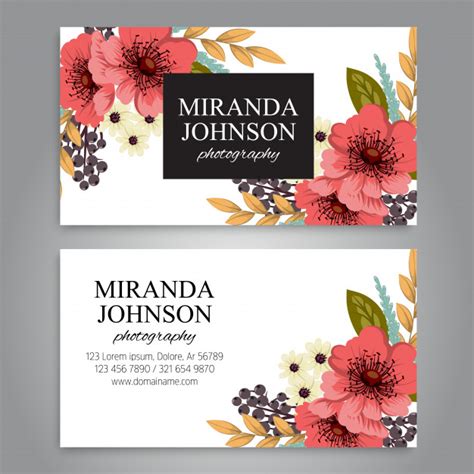 premium vector floral style business card template