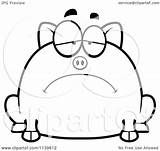Depressed Pig Chubby Clipart Cartoon Outlined Coloring Vector Cory Thoman Royalty sketch template