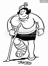 Crutches Ankle Sprained Cartoon Cartoons Broken Funny Comics Cartoonstock Surgery Obesity Overweight sketch template