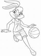 Jam Basketball Tunes Looney Kids Bugs Hase Malvorlage Dribbelt Superkleurplaten Descripción Colorironline sketch template
