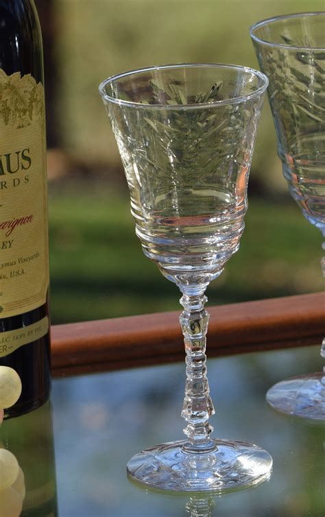 vintage etched wine glasses set of 6 rock sharpe circa