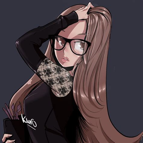 Anime Girl With Glasses By Colorlessartwork On Deviantart
