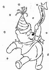 Coloring Pages Year Happy Pooh Bear sketch template