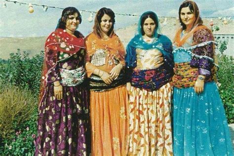 kurdish women in the 1970s in moukriyanî style dresses