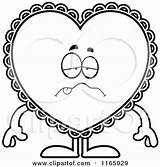 Heart Clipart Doily Mascot Valentine Cartoon Depressed Sick Thoman Cory Vector Outlined Coloring Happy Royalty Sad 2021 Clipartof sketch template