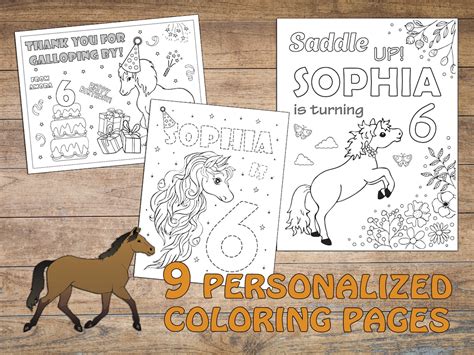 horse birthday party coloring pages cowgirl favors supplies etsy