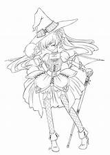 Halloween Anime Lineart Witch Queen Coloring Deviantart Pages Drawing Girl Printable Witches Drawings Adult Demon Manga Outline Colouring Template Line sketch template