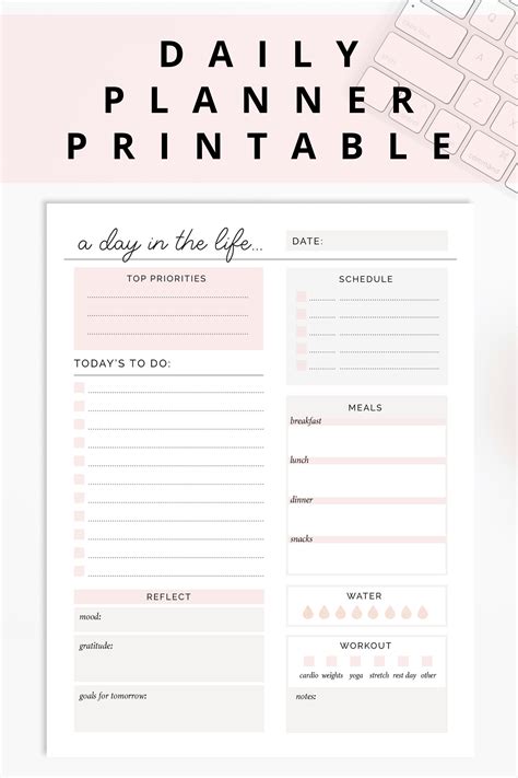 daily planner printable editable daily   list planner page