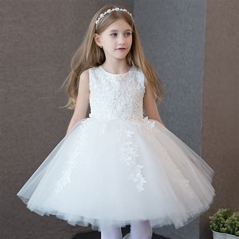 2016 white tulle flower girl dresses sleeveless sequin tulle embroidery