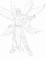 Angemon Lineart Deviantart sketch template