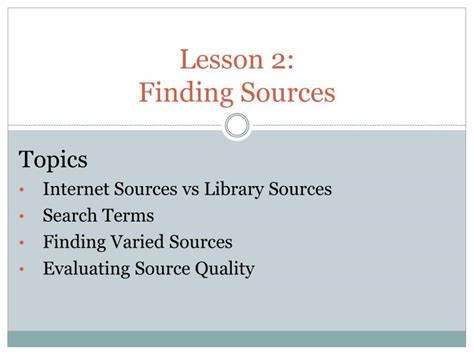 lesson  finding sources powerpoint