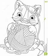 Coloring Kitten Fluffy Cat Yarn Playing Pages Ball Outline Template Getcolorings Color Fascinating Getdrawings Print Preview sketch template