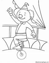 Clown Unicycle Riding Coloring Drawing Kids Getdrawings sketch template
