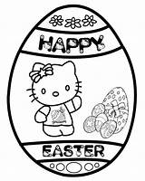 Easter Coloring Hello Kitty Egg Pages Happy Library Clipart Printable sketch template