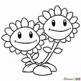 Zombies Vs Plants Sunflower Coloring Pages Drawdoo sketch template