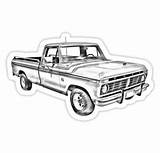 Ford F100 Truck Pickup 1975 Old Coloring Silhouette Sticker Pages Drawing Stickers Trucks Car Explorer Decal F150 Illustrarion Ideal Individually sketch template