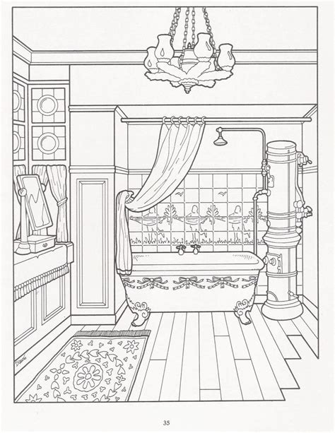 bedroom interior design drawing sketch coloring page