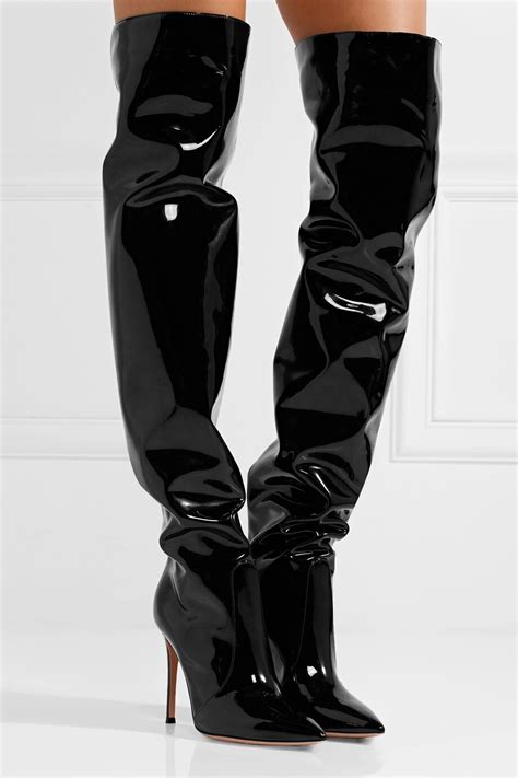 New Fashion Black Patent Leather Women Over The Knee Boots Sexy High