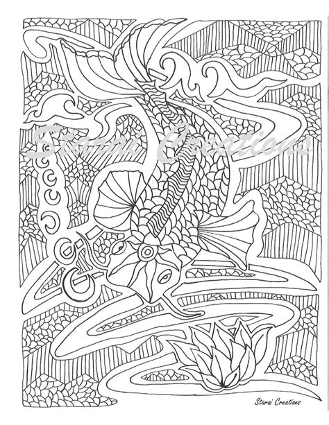 fish adult coloring page  staraicreations  etsy
