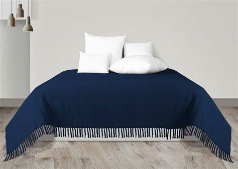 pure cotton large sofa throw navy blue elite housewares