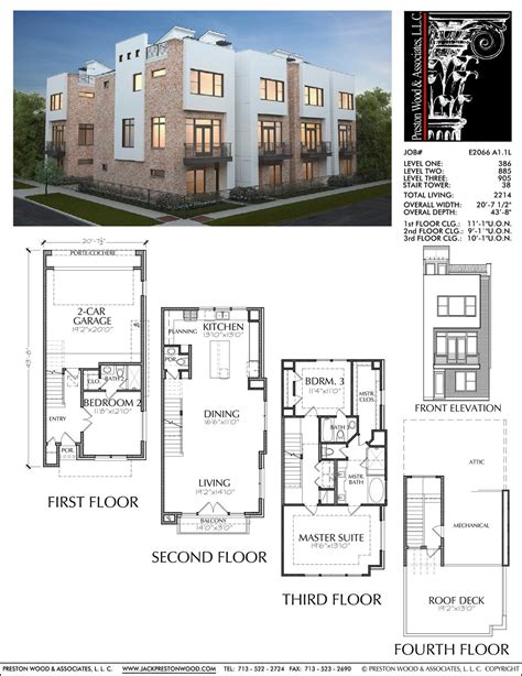 3 1 2 story townhouse plan e2066 a1 1 town house floor plan