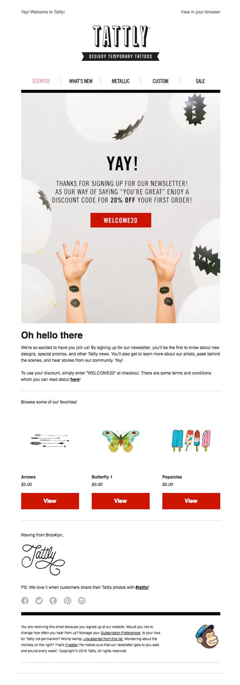 heres  discount code  tattly desktop email view  good emails