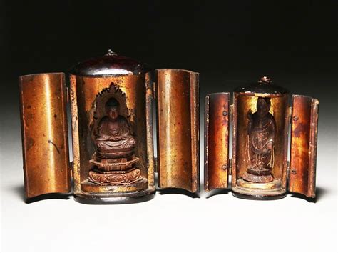 butsudan  hout verguld set   miniature buddha catawiki