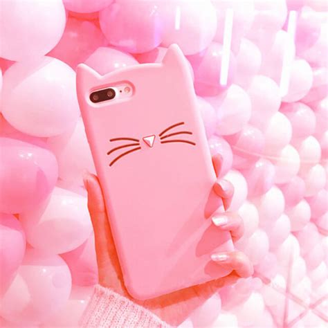 cute pink girly kitten protective phone case cover for iphone xs xr max