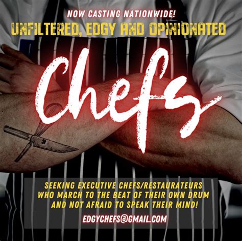 casting call for edgy chefs nationwide auditions free