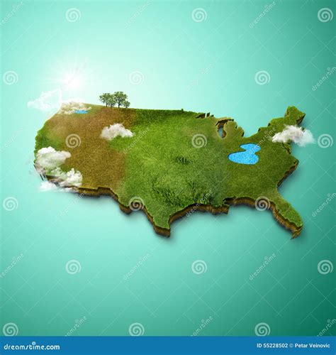 realistic  map  united states  america stock illustration