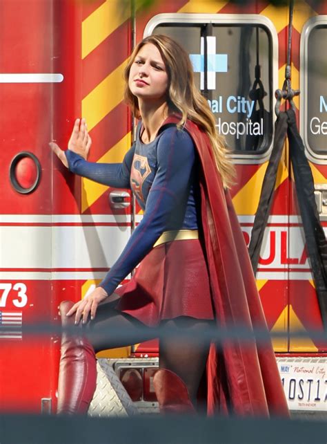 melissa benoist supergirl set photos in los angeles july 2015