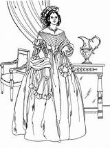 Coloring Pages Victorian Coloriage Woman Noble Princesse Enregistrée Colorier Jeux Livres Depuis sketch template