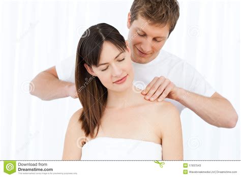 Man Giving Massage To His Wife Stock Image Image Of