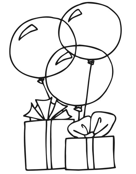 birthday presents  balloons coloring pages disney coloring pages