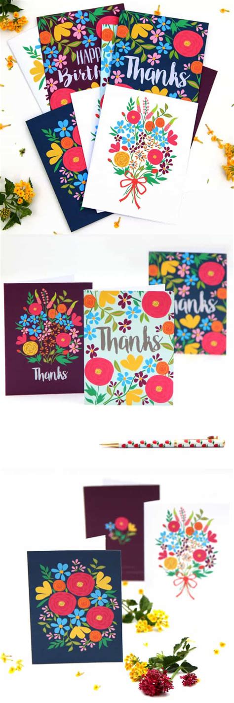 printable flower greeting cards  piece  rainbow